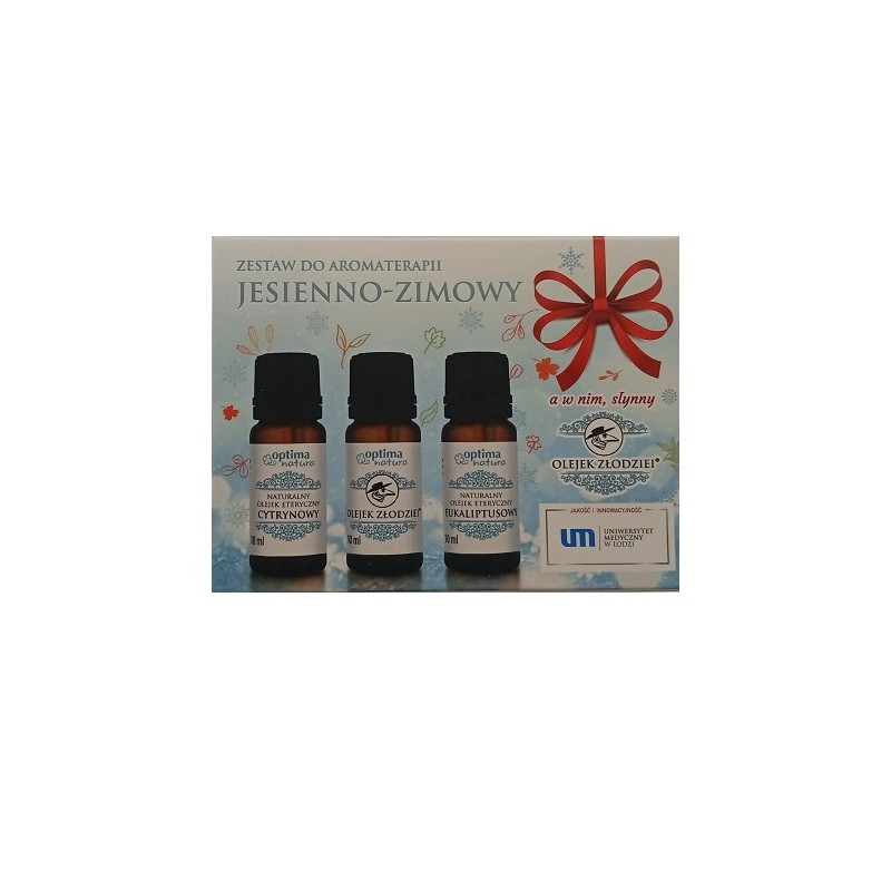 Zestaw jesienno-zimowy 3 olejki eteryczne 3x10 ml cytrynowy eukaliptusowy złodziei Optima Natura