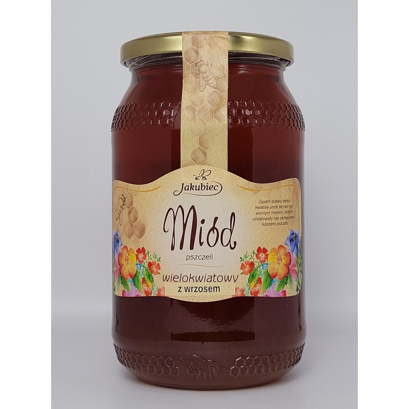 Miód wielokwiatowy z wrzosem 1200 g Jakubiec miód nektarowy