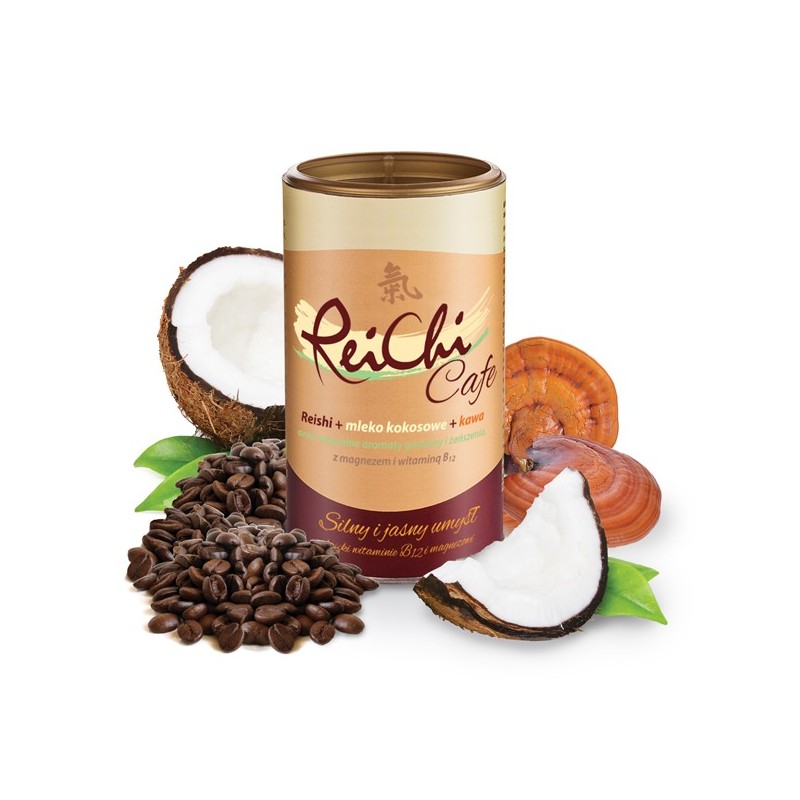 ReiChi Cafe 180g Reishi mleko kokosowe kawa aromat guarany i żeń szenia magnez B12
