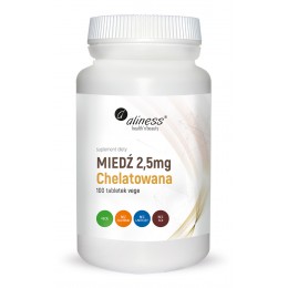Miedź chelatowana 2,5 mg 100 Vege tabletek  system odpornościowy nerwowy prawidłowa pigmentacja włosów skóry